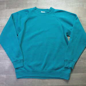 Vintage 90’s Santee By Pluma Green Blank Crew Neck Sweatshirt Adult LRG USA Made